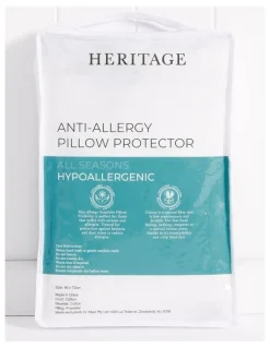 Heritage Allergy Sensitive Pillow Protector in White