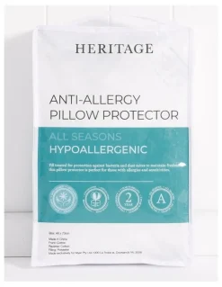 Heritage Allergy Sensitive Pillow Protector in White