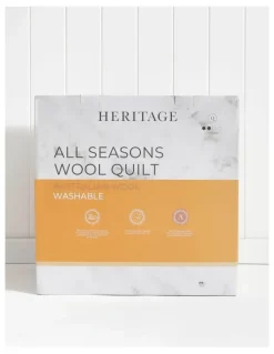 Heritage All Seasons Wool Quilt in White