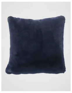 Heritage Amelie Faux Fur Cushion in Dark Blue