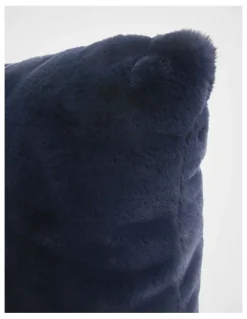 Heritage Amelie Faux Fur Cushion in Dark Blue