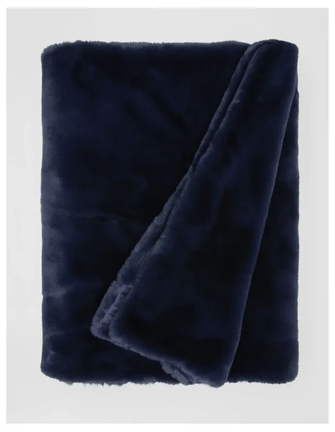 Heritage Amelie Faux Fur Throw in Dark Blue