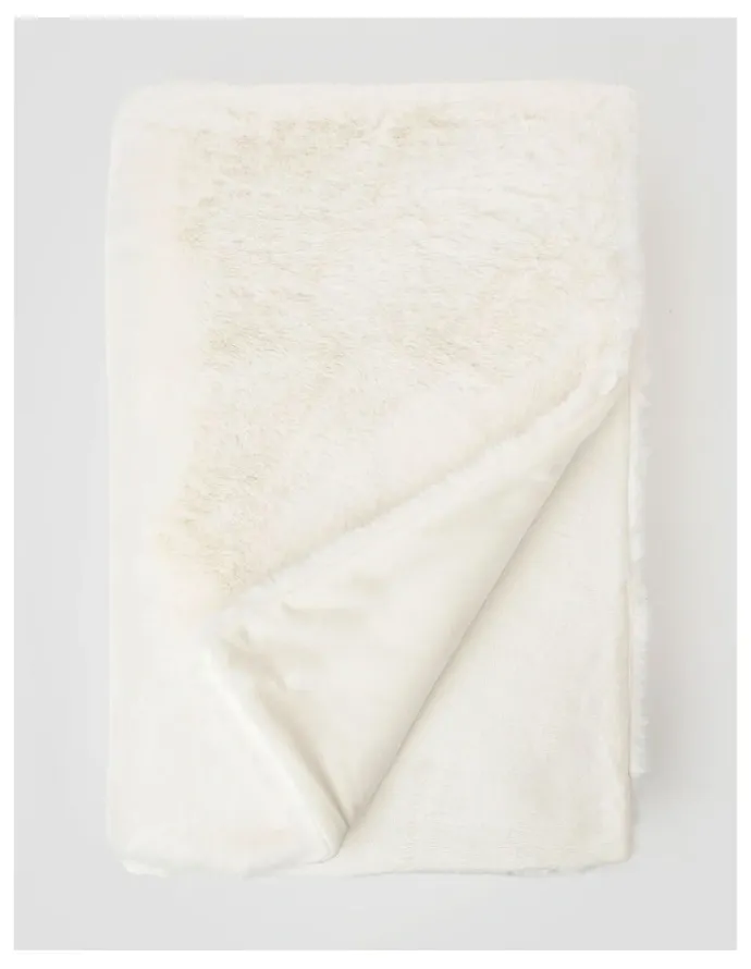 Heritage Amelie Faux Fur Throw in Creme