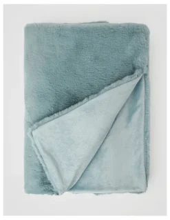 Heritage Amelie Faux Fur Throw in Duck Egg