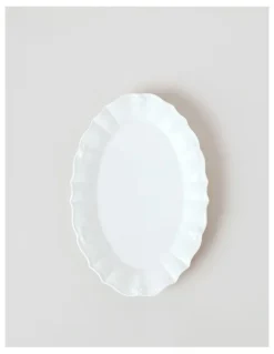 Heritage Bella Scalloped Oval Plate Small in White