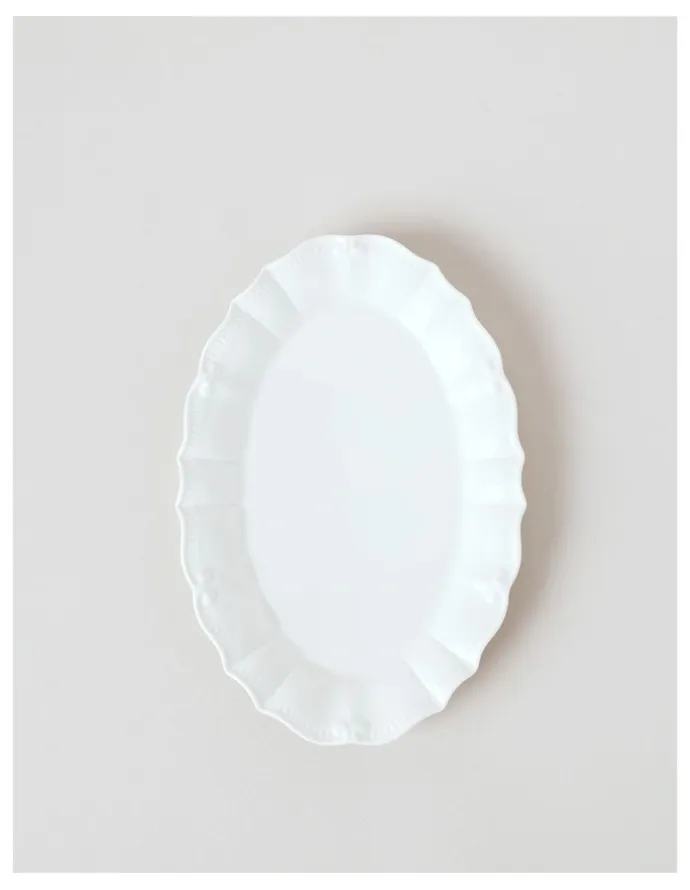 Heritage Bella Scalloped Oval Plate Small in White