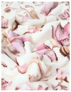 Heritage Chenille Fringe Blanket in Blush Floral Print