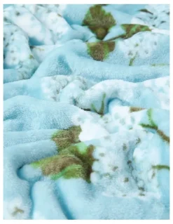Heritage Chenille Fringe Blanket in Blue Floral Print