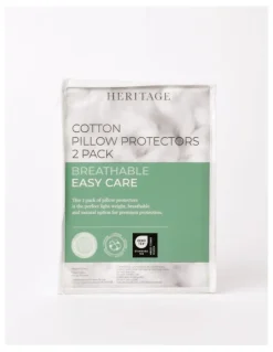 Heritage Cotton Pillow Protector 2 Pack in White