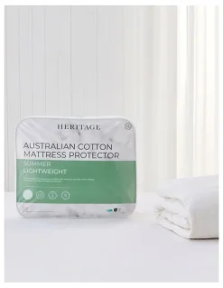 Heritage Cotton Quilted Mattress Protector in White