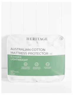 Heritage Cotton Quilted Mattress Protector in White