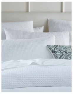Heritage Cotton Waffle Quilt Cover Set in White