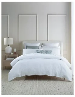 Heritage Cotton Waffle Quilt Cover Set in White