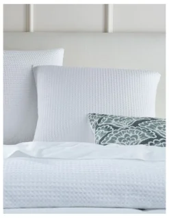 Heritage Cotton Waffle Quilt Cover Set in White