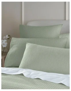 Heritage Cotton Waffle Quilt Cover Set in Sage