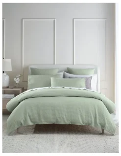 Heritage Cotton Waffle Quilt Cover Set in Sage