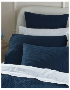 Heritage Cotton Waffle Quilt Cover Set in Navy