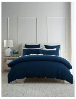 Heritage Cotton Waffle Quilt Cover Set in Navy
