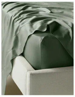 Heritage Diana 400TC Egyptian Cotton Sateen Fitted Sheet in Sage
