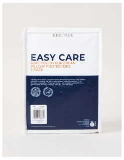 Heritage Easy Care Soft Touch Quilted European Pillow Protector 2 Pack