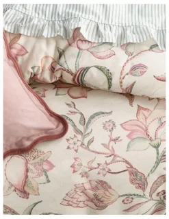 Heritage Elodie Cotton Linen Blend Quilt Cover Set in Mulberry