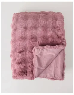 Heritage Evelyn Faux Fur Blanket in Rose
