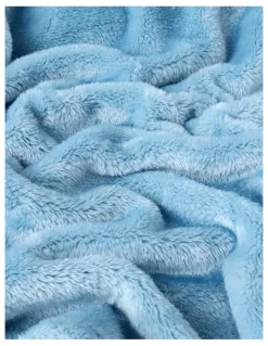 Heritage Faux Fur Blanket in Blue Fog