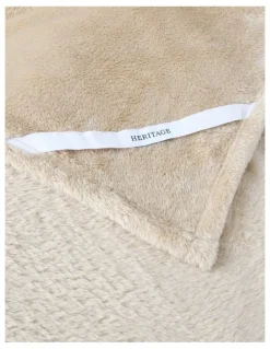 Heritage Faux Fur Blanket in Tan