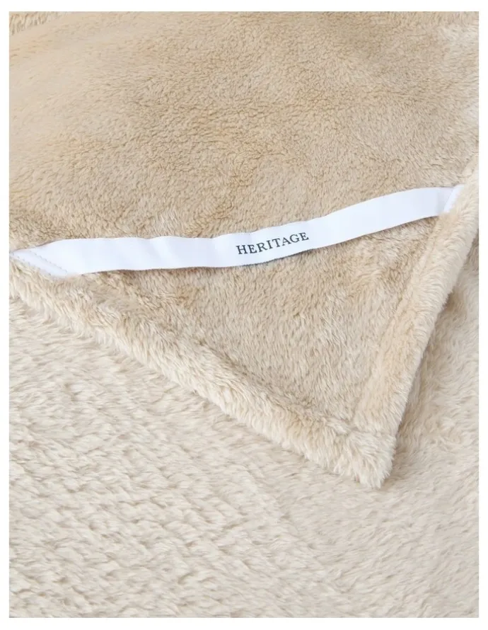 Heritage Faux Fur Blanket in Tan