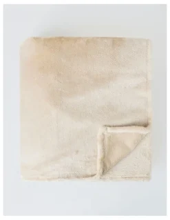 Heritage Faux Fur Blanket in Tan