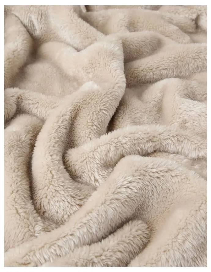 Heritage Faux Fur Blanket in Tan