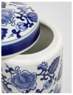 Heritage Hand-Painted Ginger Cylindrical Canister 12x15cm
