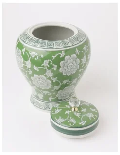 Heritage Hand Painted Ginger Jar 32cm in Green