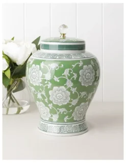 Heritage Hand Painted Ginger Jar 32cm in Green