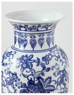 Heritage Hand Painted Tall Ginger Jar Vase in Blue 35cm