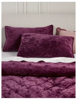 Heritage Monet Quilted Velvet Coverlet in Plum