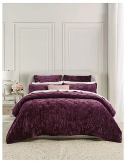 Heritage Monet Quilted Velvet Coverlet in Plum
