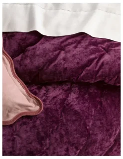 Heritage Monet Quilted Velvet Coverlet in Plum
