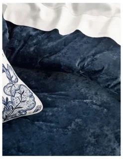 Heritage Monet Quilted Velvet Coverlet in Navy