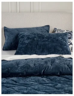 Heritage Monet Quilted Velvet Coverlet in Navy