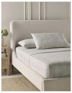 Heritage Printed Cotton Flannelette Sheet Set in Silver Medallion