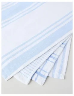 Heritage Terry Back Tea Towel Set of 4 in Blue