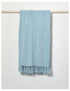 Heritage Valerie Chenille Velvet Throw 130x180cm in Blue