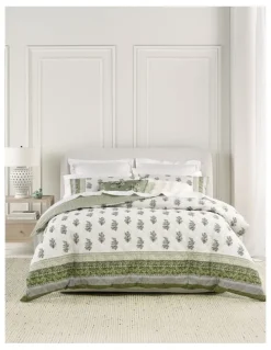 Heritage Windsor Quilted Cotton Quilt Cover Set in Moss
