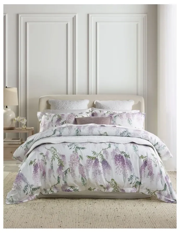 Heritage Wisteria Cotton Sateen Quilt Cover Set in Lilac