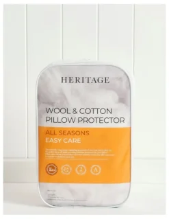 Heritage Wool Cotton Pillow Protector in White