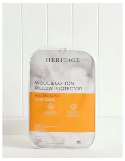 Heritage Wool Cotton Pillow Protector in White