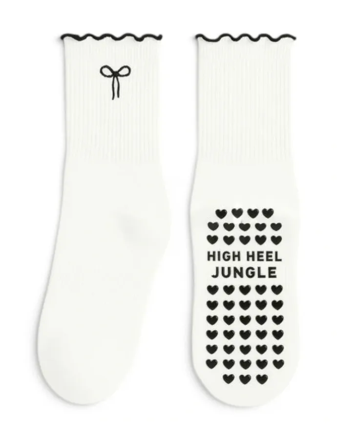 High Heel Jungle Bowtiful Lettuce Edge Grip Socks 3 Pairs in Multi