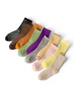 High Heel Jungle Lurex Trouser Socks in Brown