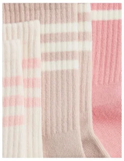 High Heel Jungle Varsity Grip Pilates Yoga Socks Pack of 3 in Pink